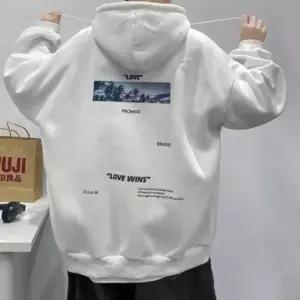 남성 기모 후드티 루즈핏 프린팅 맨투맨 단체복 교복 후디 32 34 36 38