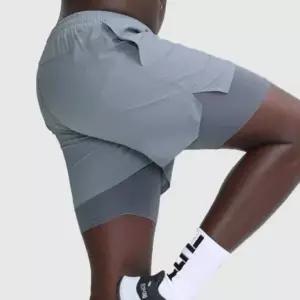 남성 2in1 반바지 러닝 팬츠 레깅스 결합 운동복 조깅 트레이닝 쇼츠 짐웨어 하의