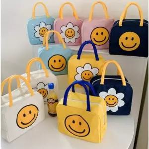 스마일 데이지 보냉 가방 귀여운 미니 런치백 아이스백 캠핑 피크닉 도시락