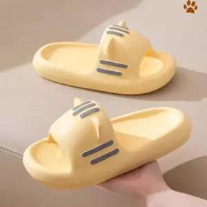 두툼한 여성용 거실 슬리퍼 푹신한 여성용 실내 슬리퍼 고양이 데일리