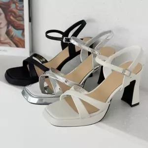 인기상품 소가죽 스트랩 샌들 플랫폼 미들힐 여성 샌들 슈즈 베이직 6SS [WFM08KH_260307]