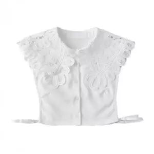 와이드 펀칭 레이스 페이크 카라 셔츠 넥케이프 레이어드 넥카라