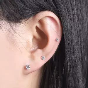 [라울스톤] 14K 베이직 5mm 화이트 큐빅 로즈골드 금 피어싱