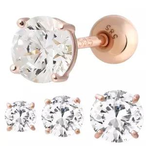 [라울스톤] 14K 베이직 4mm 화이트 큐빅 로즈골드 금 피어싱
