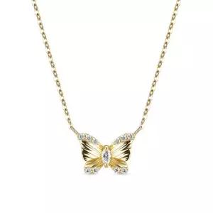 14k 루체 아이레 나비 목걸이 랩 다이아몬드)