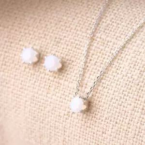 [라울스톤] 92.5 실버 오팔 4mm 큐빅 6발 세팅 은 목걸이