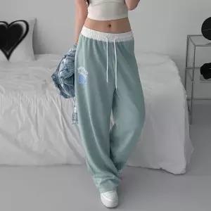 [다잇템] 여자 콘트라스트 스트릿 고무줄 나염 통팬츠 봄츄리닝 바지