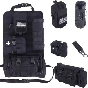 전술용 차량 시트 백 오거나이저 5종 세트 4개 분리형 파우치 포함 몰리 시스템 자동차 등받이 보호 수납함