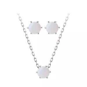 [미니아트] 순은 92.5 데일리 베이직 오팔 큐빅 실버 목걸이 귀걸이 세트