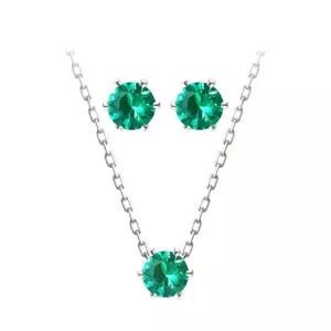 [미니아트] 순은 92.5 데일리 베이직 그린 큐빅 실버 목걸이 귀걸이 세트