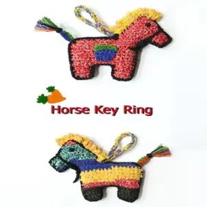 핸드메이드 양면 니트뜨개 컬러패턴 레드 호올스 키링 백참