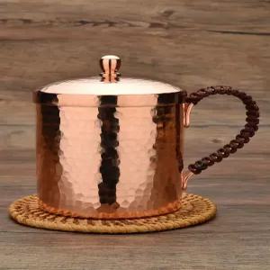 황동 머그컵 뚜껑형 손잡이 맥주 물컵 구리 동컵 용기