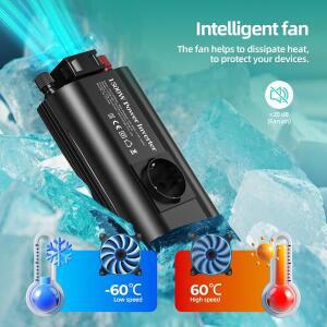 150W/500W/1500W 차량용 호환 파워 인버터 12V 220V로 변환 USB-C 포트 냉각 팬 포함 노트북 TV 카메라 충