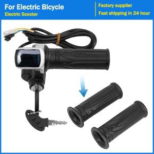36V 48V 60V 스로틀 핸들바 속도 조절기 LCD 디스플레이 포함 전기 자전거 가속기 부품 전원 표시등 키 잠