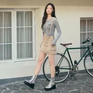 [롯데백화점]에고이스트 [CAPSULE LINE] 서스펜더 데님 미니스커트 ES2DS361