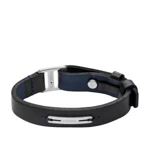 Fossil 남성용 Machine Rugged 미드나잇 블루 및 블랙 가죽 스트랩 팔찌
