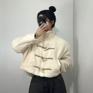 여성 떡볶이 양털 뽀글이 덤블 집업 퍼 자켓 [2color 누빔 안감 후리스 점퍼 숏 코트 아이보리 브라운]