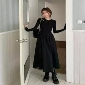 [옷은날개] 여성 슬림핏 긴팔 데일리룩 하객룩 에이라인 롱원피스