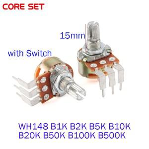 2Pcs WH148 3pin 스위치 15MM 벤드 풋 5K 10K 20K 전위차계