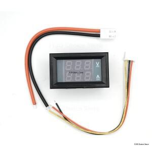 디지털 볼트미터 암페어미터 DC 100V 10A 전압 전류 측정기 0.28인치 듀얼 LED 디스플레이 패널 연결선 포