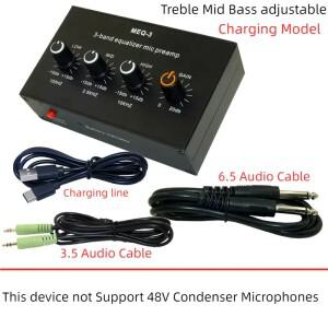 GHX 3  이퀄라이저 마이크 프리 앰프 라이브 사운드 카드 실외 스피커 다이나믹 고음 중간 저음