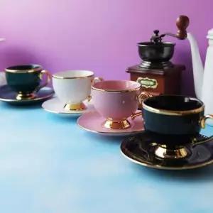 찻잔 골드라인 모던 도자기 커피잔 집들이 선물 2P 세트