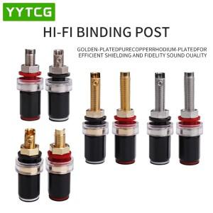 YYTCG 4Pcs 용접 없음 황금/로듐 도금 순수 구리 스피커 바인딩 포스트 4mm 바나나 플러그 앰프 터미널
