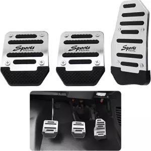 GKmow 팩-3 자동차 미끄럼 방지 알루미늄 합금 페달 패드 수동/자동 기어박스 브레이크 커버 범용 클러치