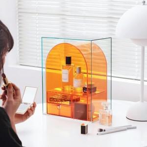 아크릴 오렌지 아치형 컵 보관 랙 다층 데스크탑 화장품 물컵 정리 선반 가정 침실 거실용