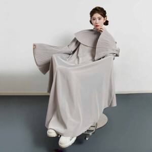 헤어 살롱 고급 커팅 케이프 플리츠 스타일 긴  미용사 로브 대형 사이즈 헤어드레싱 클로크 바버 앞치마