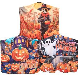 할로윈 미용 앞치마 가운 호박 패턴 이발 천 정전기 방지 헤어스타일링 케이프 도구