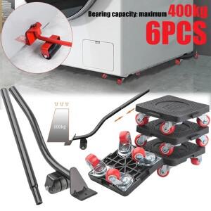 고강도 가구 리프터 운송 도구 이동기 세트 4 슬라이더 1 휠 바 리프팅 도우미