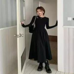 [의류] 여성 슬림핏 긴팔 데일리룩 하객룩 에이라인 롱원피스