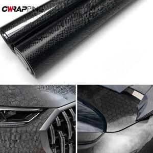 다이아몬드 카본 파이버 비닐 랩 방수 블랙 자동차 스티커 자가 접착 기포 없는 필름 커버링 액세서리