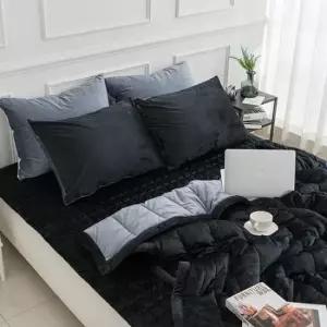 겨울이불세트 빌리 극세사 이불패드세트 Q 블랙 리버서블 침구세트