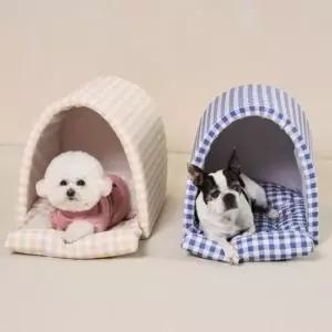 [반려] 강아지 체크 쿨링 동글이 하우스 1P 여름 휴식 공간