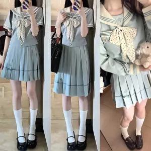 세줄라인 민트 마린 세라복 교복세트(셔츠 치마) 교 Dxi7+8gQv