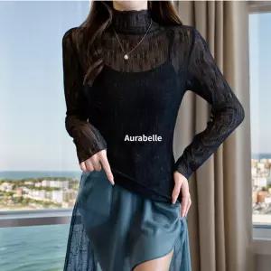 꽃별 브라탑 쉬폰 해변룩 정장이너 레이스티셔츠 아우라벨르 나시타이 시스루블라우스 블랙