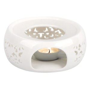 케이 티포트 워머 티라이트 홀더가 있는 세라믹 티 차 가열용 히터 커피 우유 라이트 워머(화이트)