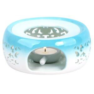 케이 티포트 워머 티라이트 홀더가 있는 세라믹 티 커피 우유 차 라이트 워머(파란색 그라디언트) 가열용 히터