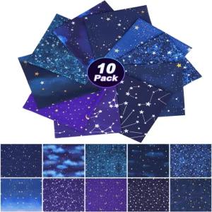 eZAKKA 10팩 100 면 지방 쿼터 원단 번들 재봉용 10 x 퀼팅 및 재봉 프로젝트 DIY 공예용 퀼트 - Starry