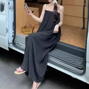 셔링원피스 20대 끈나시 뷔스티에 롱원피스 여름 바캉스 비치룩