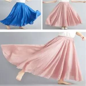 [의류] 여자치마 롱치마 A라인 아사면 플레어스커트 롱스커트