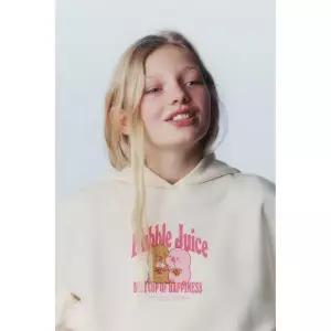 ZARA 카피바라 카피펀 ⓒ 후드 스웨트셔츠 - 크림 {WLM}