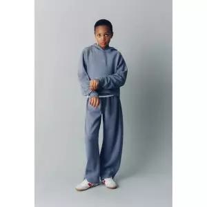 ZARA 모달 혼방 텍스트 후드 스웨트셔츠 - 블루 {WLM}