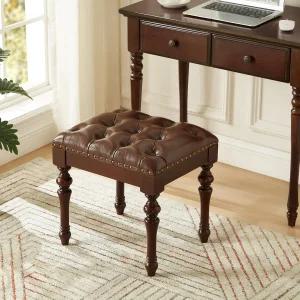 네일 트림이 있는 키브슨 베니티 벤치 피아노 침실용 극세사 가죽 덮개가 책상 의자 식당 망토실 피아노실