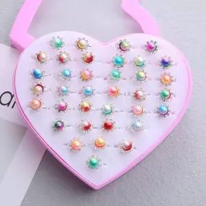 그라데이션 진주 반지 36개 세트 / 하트케이스 보석 큐빅          RAM