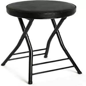 푸클라인 접이식 바 의자 24인치 높이 카운터 쿠션 가죽 패딩 휴대용 주방 아일랜드 정원 캠핑용 헤비 듀티