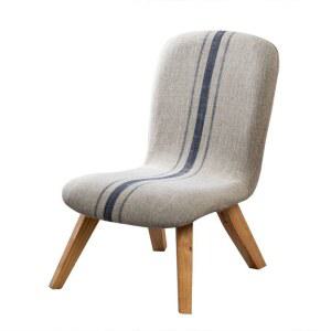 등받이낮은의자 체어 등받이 블루 스툴 의자 원목 작업 낮은 스트라이프 소형 코튼 린넨