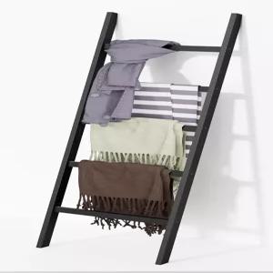WTZ 대나무 담요 사다리 5겹 수건 선반 미끄럼 방지 구조 홈 데코가 있는 홀더 장식용 이불 거실용 스카프